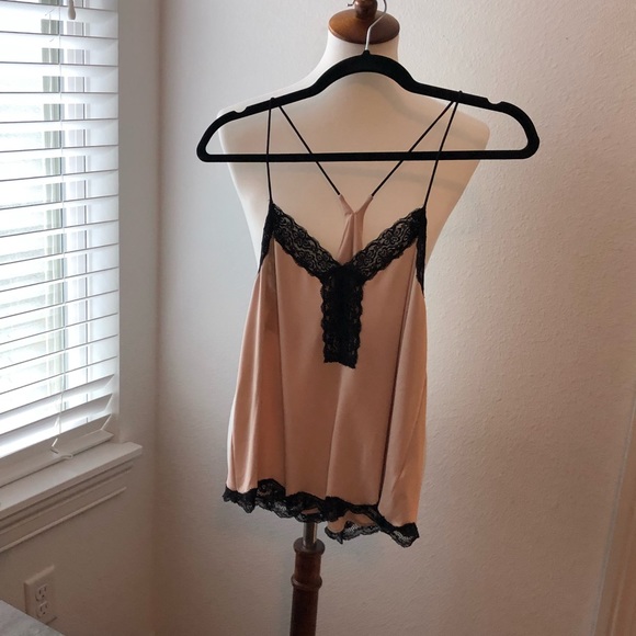 Express Tops - Nude and black lace tank